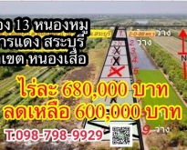 ที่ดินแบ่งราคาถูก ที่ดินคลอง13 หนองหมู วิหารแดง จ.สระบุรี